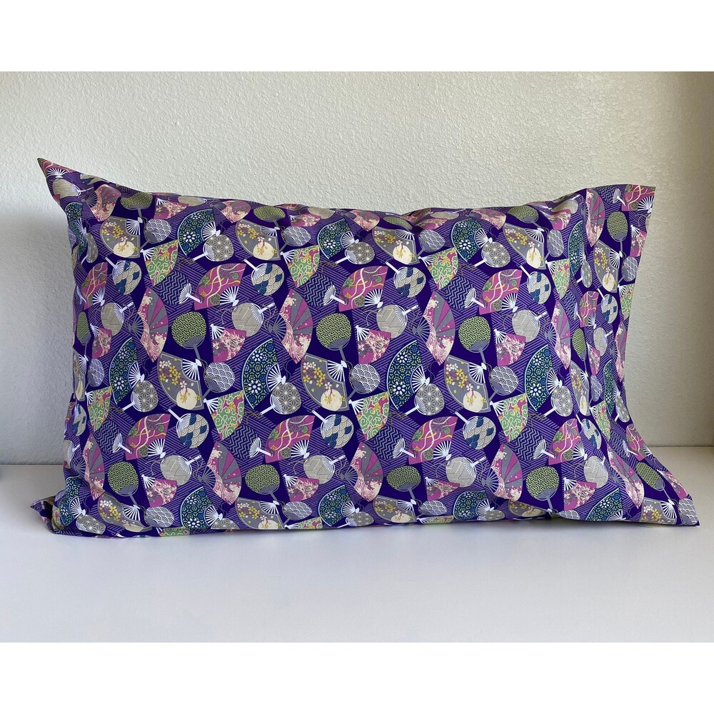 Purple Fans Pattern Pillowcase | Handmade | 100% Cotton